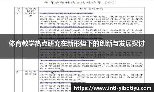 体育教学热点研究在新形势下的创新与发展探讨